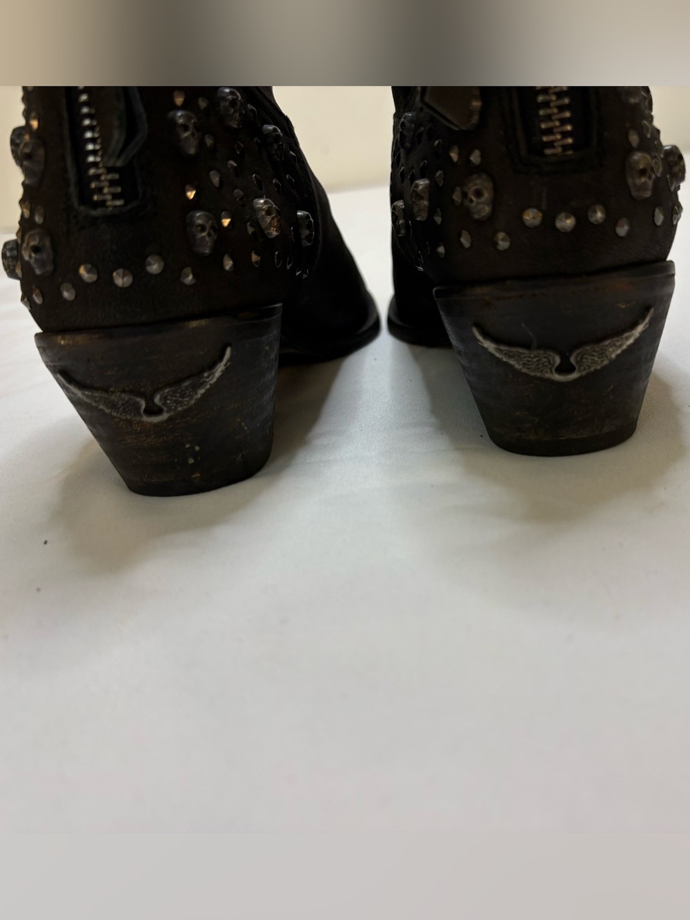 Zadig & Voltaire Teddy Black Leather Skull Studded Ankle Boots Women’s 39 - Picture 7 of 13
